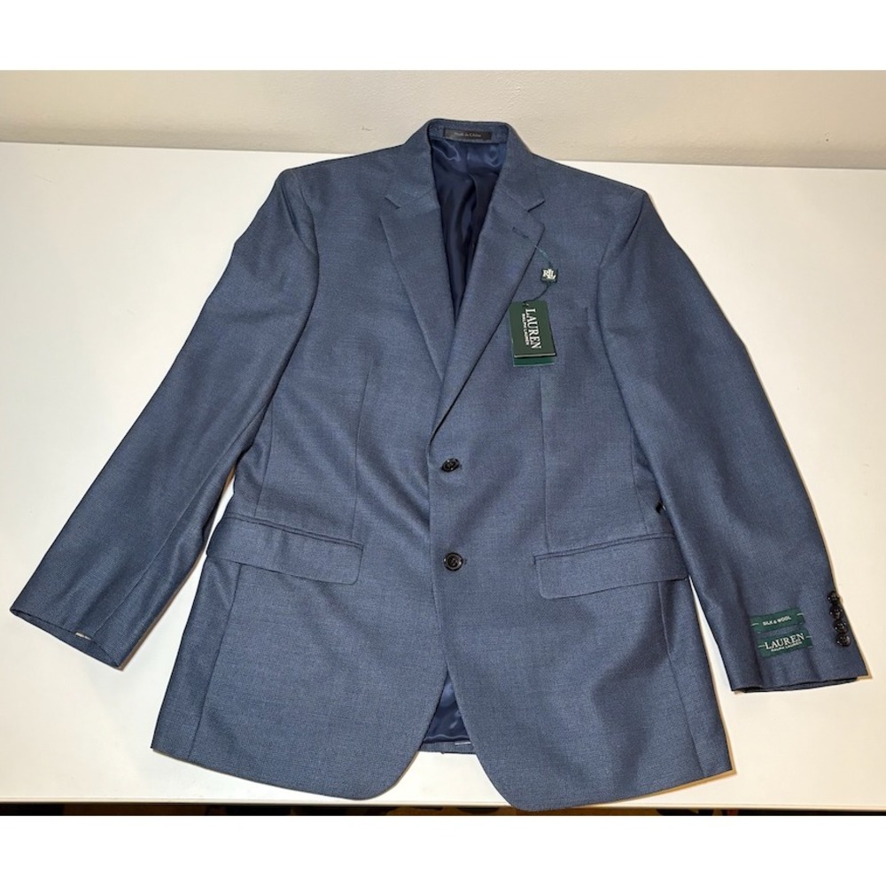 Ralph Lauren Men's Silk & Wool Blazer | Gray | Blue | NWT | Size 38R